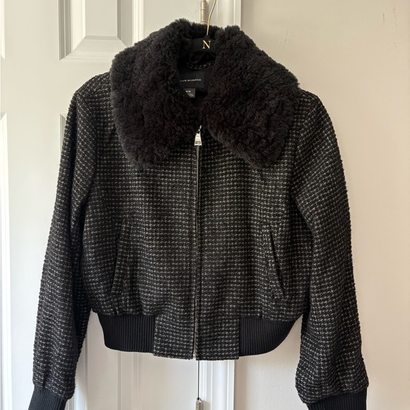 Club Monaco Mixed Media Bomber Jacket - Picture 1 of 11